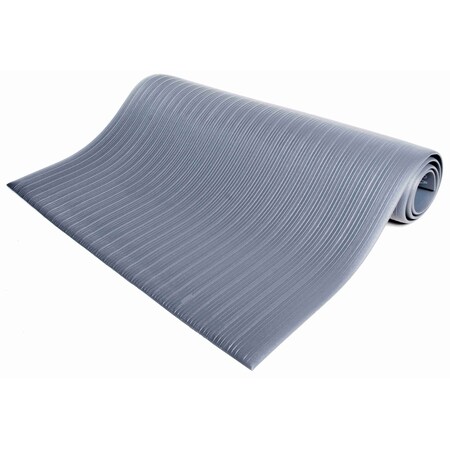 Bertech Antifatigue Mat, 60 ft. L x 3 ft. W, 3/8 in Thickness, Ribbed, Gray AFRB38-3x60GR